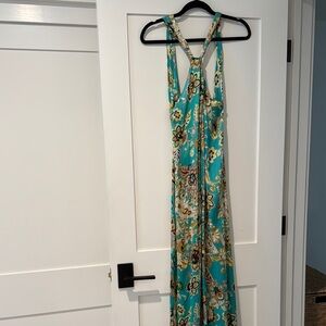 Floral Maxi Dress in Teal and Yellow